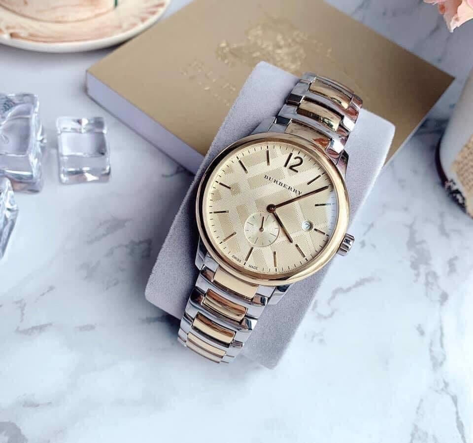  Shop Authentic Burberry The Classic Gold Dial Two Tone Steel Strap Watch for Men - BU10011 - Luxxuri