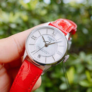  Shop Authentic Tissot Chemin Des Tourelles Powermatic 80 Mother of Pearl White Dial Red Leather Strap Watch For Women - T099.207.16.118.00 - Luxxuri