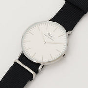  Shop Authentic Daniel Wellington Classic Cornwall White Dial Black Nylon Strap Watch For Men - DW00100258 - Luxxuri