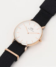  Shop Authentic Daniel Wellington Classic Cornwall White Dial Black Nylon Strap Watch For Women - DW00100259 - Luxxuri