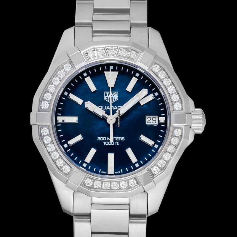  Shop Authentic Tag Heuer Aquaracer Quartz Diamonds Blue Dial Silver Steel Strap Watch for Women - WAY131N.BA0748 - Luxxuri