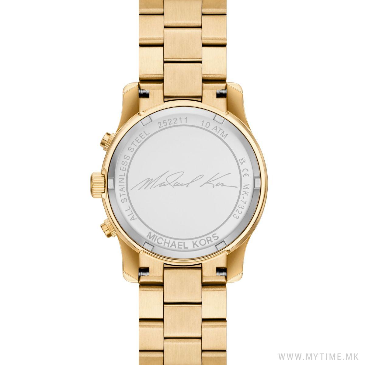  Shop Authentic Michael Kors Runway Chronograph Gold Dial Gold Steel Strap Watch For Women - MK7323 - Luxxuri