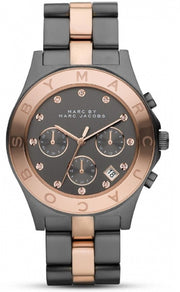  Shop Authentic Marc Jacobs Blade Chronograph Grey Dial Two Tone Steel Strap Watch for Women - MBM8583 - Luxxuri