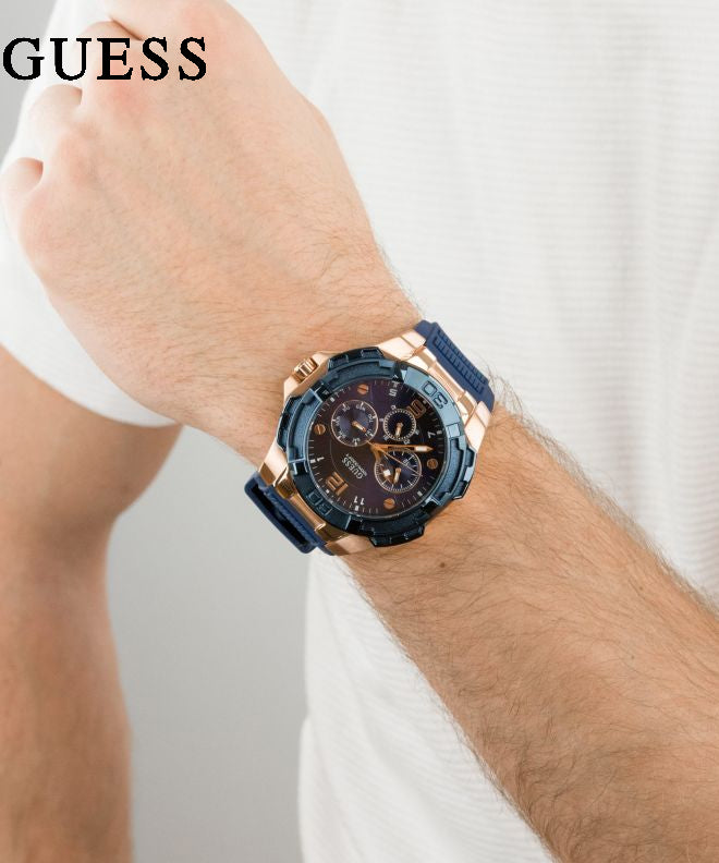  Shop Authentic Guess Genesis Quartz Blue Dial Blue Silicone Strap Watch For Men - W1254G3 - Luxxuri