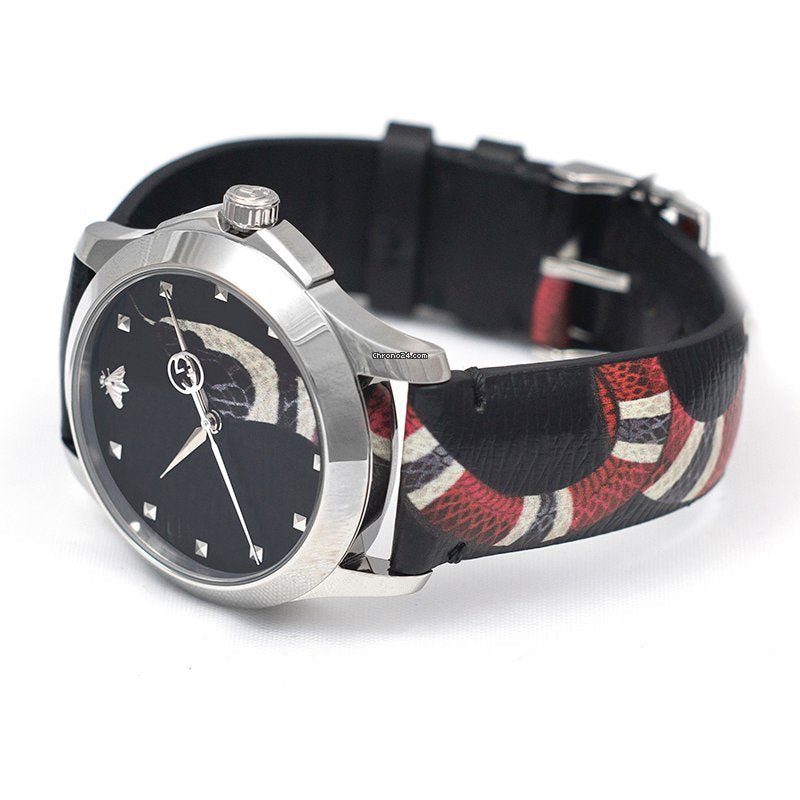  Shop Authentic Gucci Le Marche Des Merveilles Black Dial Black Leather Strap Unisex Watch - YA1264007 - Luxxuri