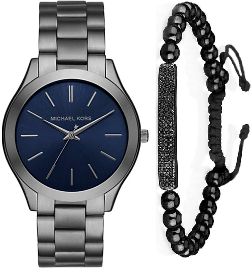  Shop Authentic Michael Kors Slim Runway Blue Dial Grey Steel Strap Watch For Men - MK8584 - Luxxuri
