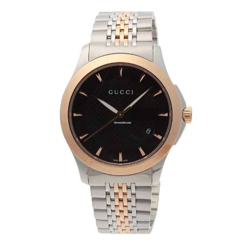  Shop Authentic Gucci G Timeless Black Dial Two Tone Steel Strap Watch For Men - YA126410 - Luxxuri