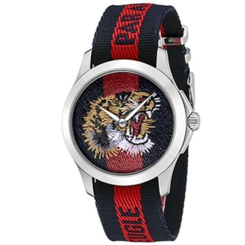  Shop Authentic Gucci G Timless Le Marche Des Merveilles Blue & Red Dial Blue & Red Nylon Strap Unisex Watch  - YA126495 - Luxxuri