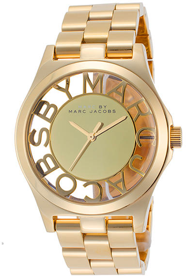  Shop Authentic Marc Jacobs Henry Transparent Gold Dial Gold Steel Strap Watch for Women - MBM3206 - Luxxuri