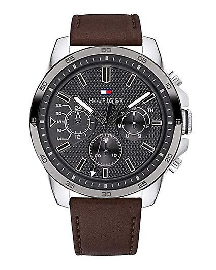  Shop Authentic Tommy Hilfiger Decker Grey Dial Brown Leather Strap Watch for Men - 1791562 - Luxxuri