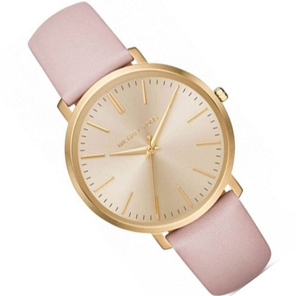  Shop Authentic Michael Kors Jaryn Quartz Gold Dial Pink Leather Strap Watch For Women - MK2471 - Luxxuri