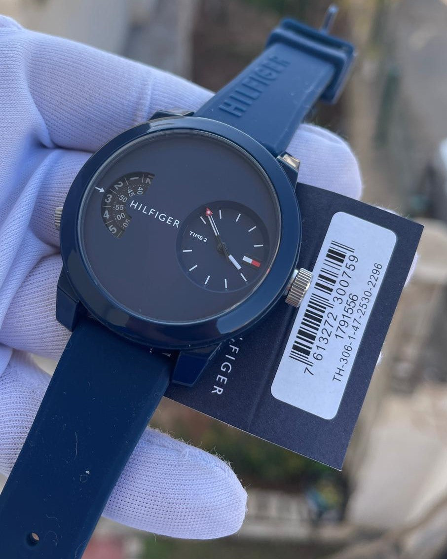  Shop Authentic Tommy Hilfiger Denim Blue Dial Blue Rubber Strap Watch for Men - 1791556 - Luxxuri