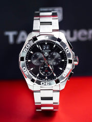  Shop Authentic Tag Heuer Aquaracer Chronograph Black Dial Silver Steel Strap Watch for Men - CAY1110.BA0927 - Luxxuri