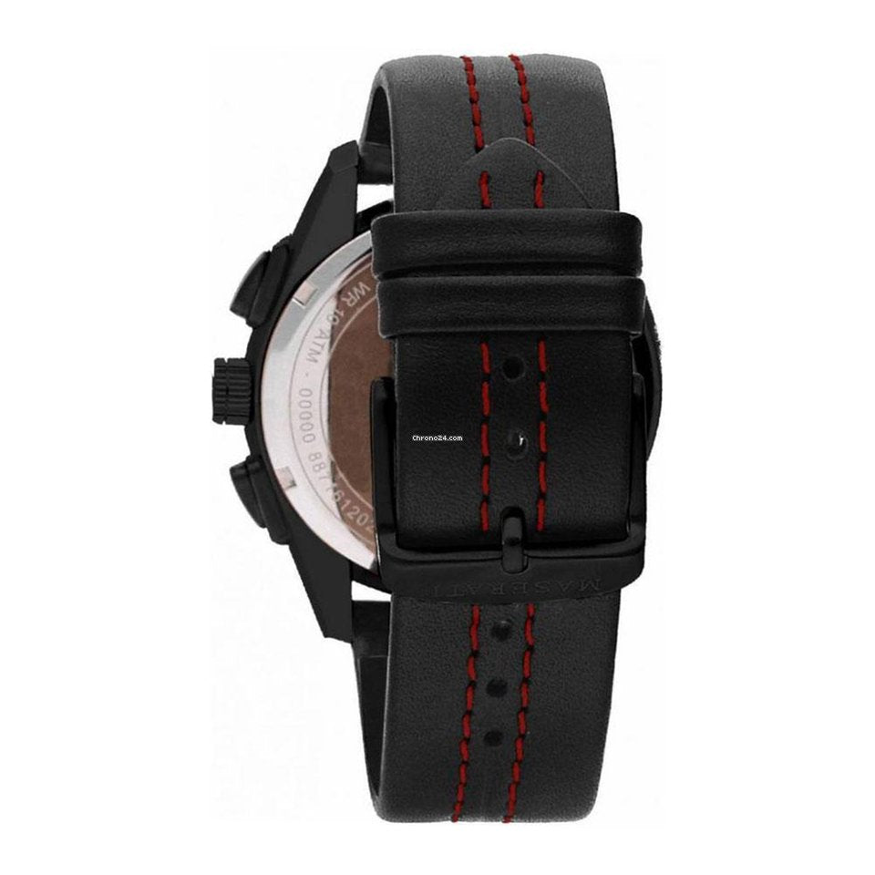  Shop Authentic Maserati Traguardo Chronograph Black Dial Black Leather Strap Watch for Men - R8871612023 - Luxxuri