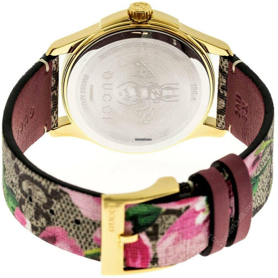  Shop Authentic Gucci G Timeless Floral Brown Dial Brown Leather Strap Watch For Women - YA1264038 - Luxxuri