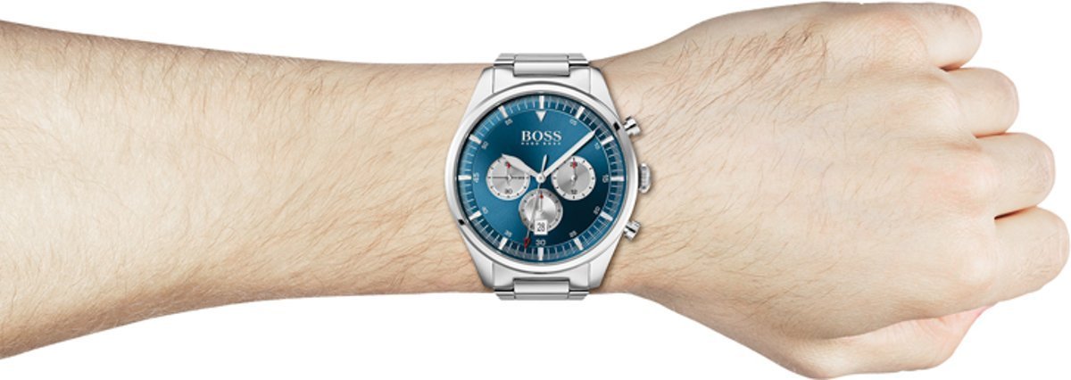  Shop Authentic Hugo Boss Pioneer Blue Dial Silver Steel Strap Watch for Men - 1513713 - Luxxuri