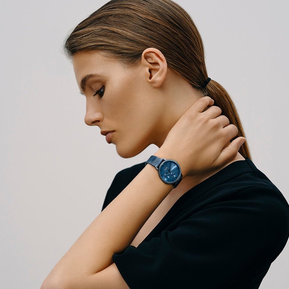  Shop Authentic Hugo Boss Infinity Blue Dial Blue Mesh Bracelet Watch for Women - 1502518 - Luxxuri
