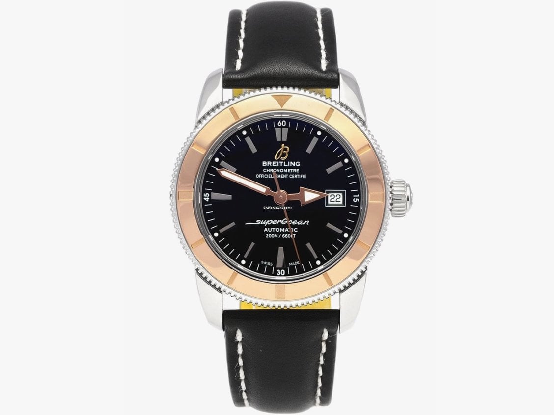  Shop Authentic Breitling Superocean Heritage 42mm Black Dial Black Leather Men's Watch - U1732112-B - Luxxuri