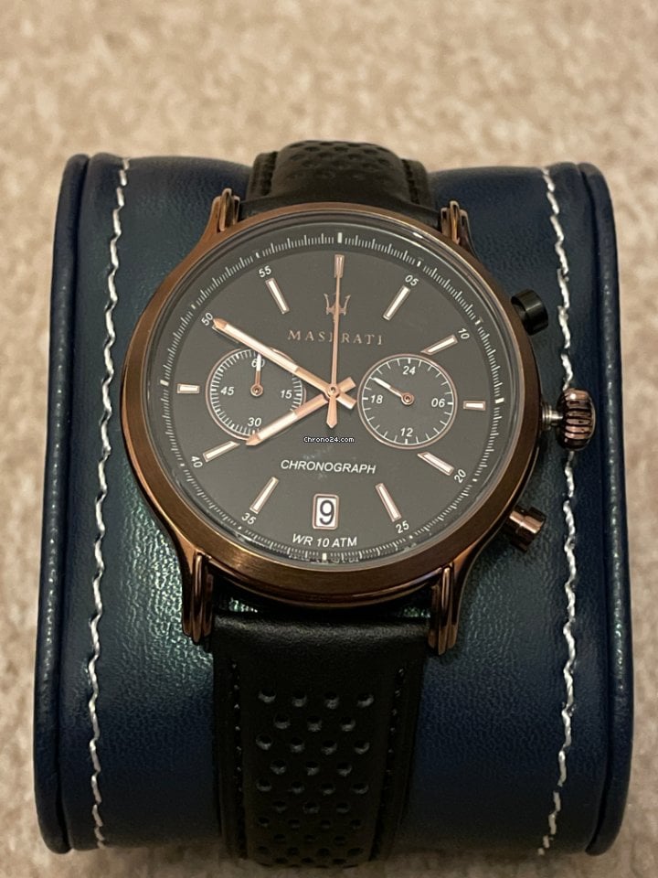 Shop Authentic Maserati Legend Chronograph Black Dial Black Leather Strap Watch For Men - R8871638001 - Luxxuri