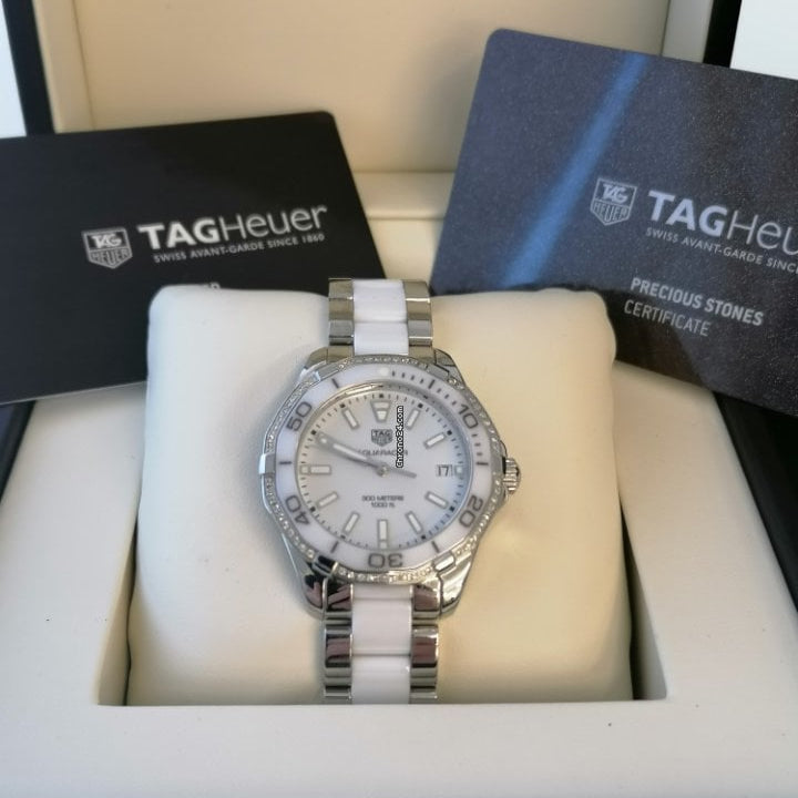  Shop Authentic Tag Heuer Aquaracer Quartz White Dial Two Tone Steel Strap Watch Women - WAY131B.BA0914 - Luxxuri