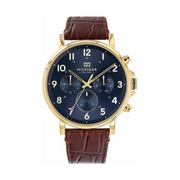  Shop Authentic Tommy Hilfiger Daniel Blue Dial Brown Leather Strap Watch for Men - 1710380 - Luxxuri