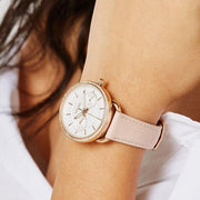  Shop Authentic Fossil Tailor Quartz White Dial Pink Leather Strap Watch for Women - ES4393 - Luxxuri
