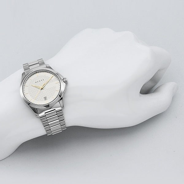  Shop Authentic Gucci G Timeless Silver Dial Silver Steel Strap Unisex Watch - YA126442 - Luxxuri