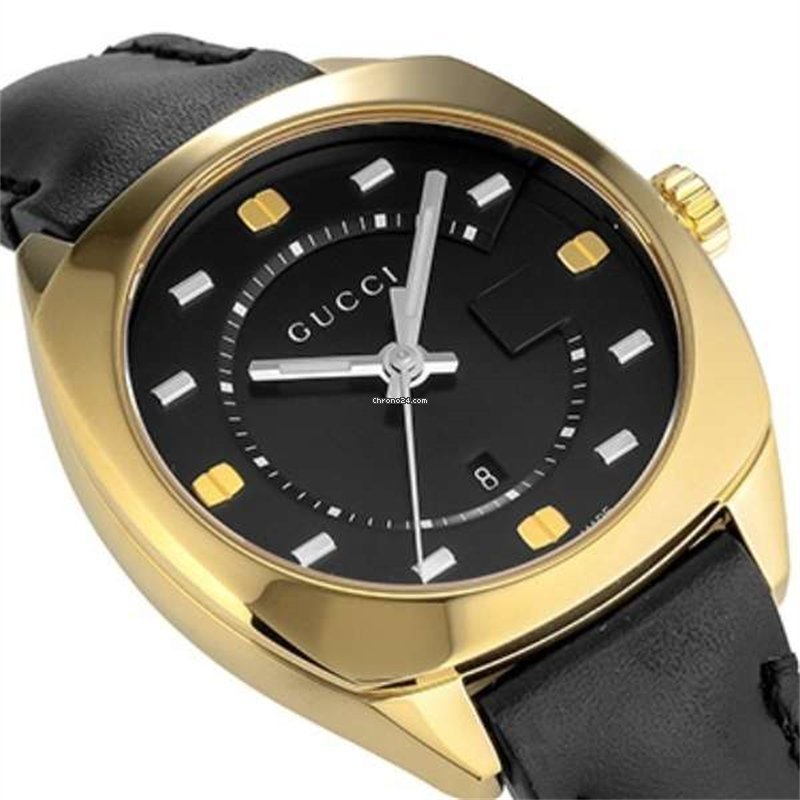  Shop Authentic Gucci GG2570 Black Dial Black Leather Strap Watch For Men - YA142310 - Luxxuri