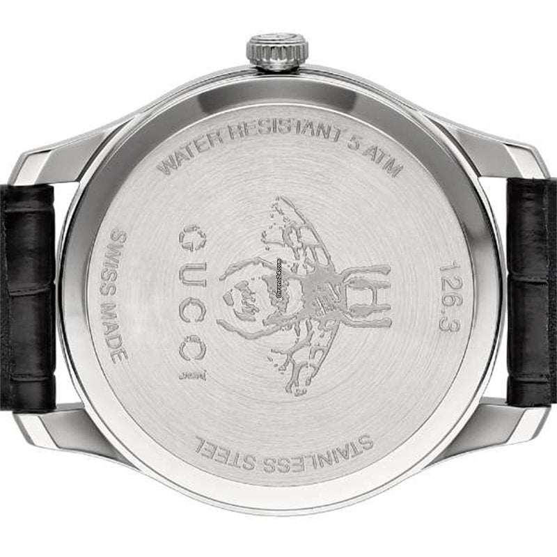  Shop Authentic Gucci G-Timeless Sapphire Crystal White Dial Black Leather Strap Unisex Watch - YA126325 - Luxxuri