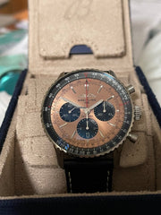  Shop Authentic Breitling Navitimer B01 Chronograph 43 Brown Dial Black Leather Strap Watch for Men - AB0138241K1P1 - Luxxuri