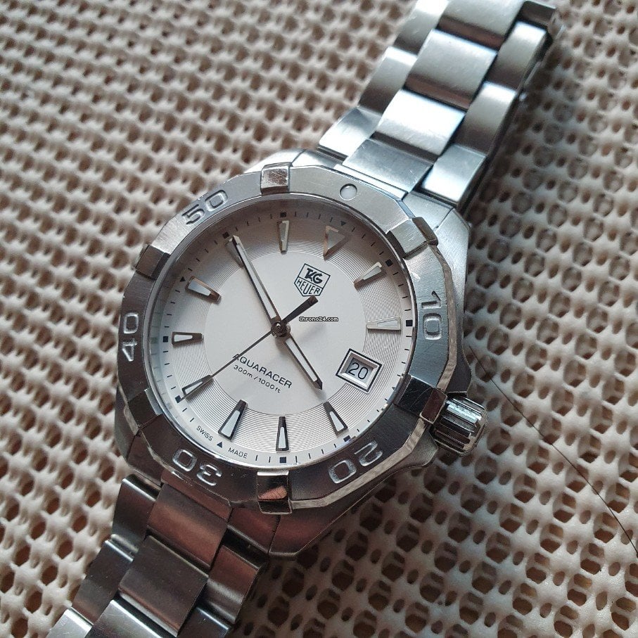  Shop Authentic Tag Heuer Aquaracer Quartz White Dial Silver Steel Strap Watch for Men - WAY1111.BA0928 - Luxxuri