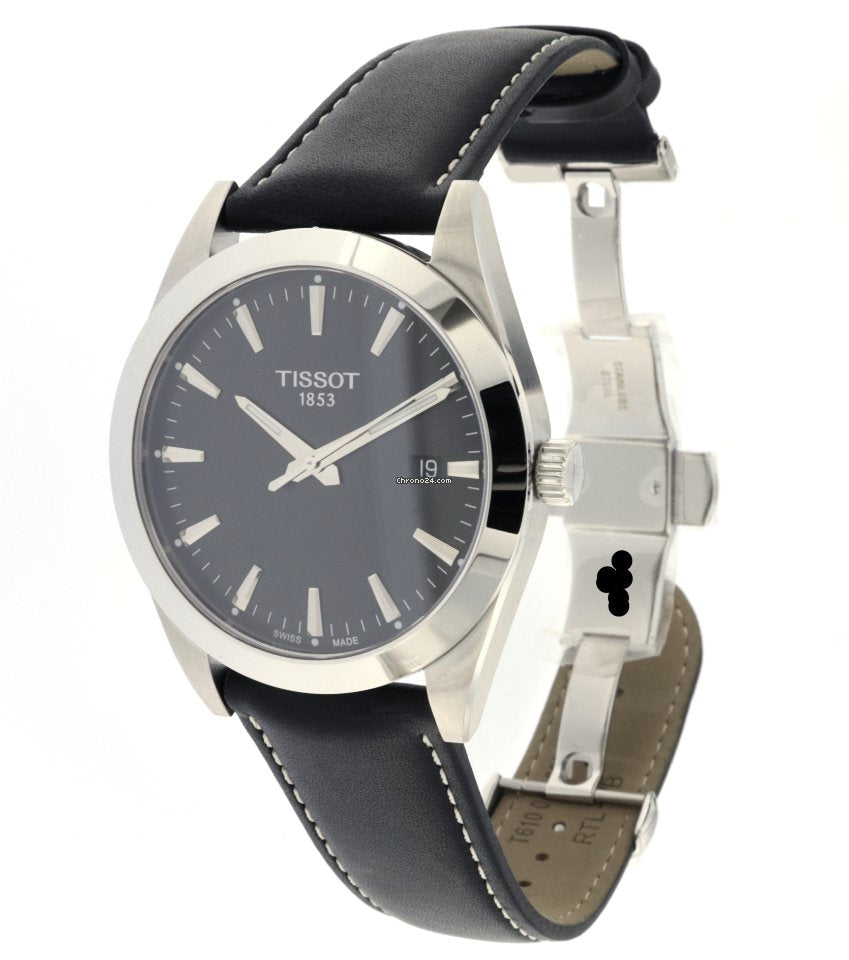  Shop Authentic Tissot Gentleman Black Dial Black Leather Strap Watch For Men - T127.410.16.051.00 - Luxxuri