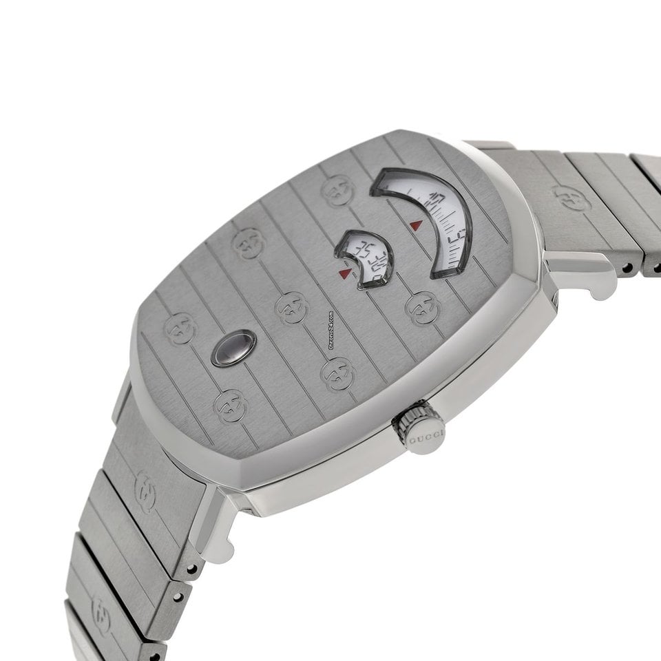  Shop Authentic Gucci Grip Quartz Silver Dial Silver Steel Strap Watch For Women - YA157401 - Luxxuri