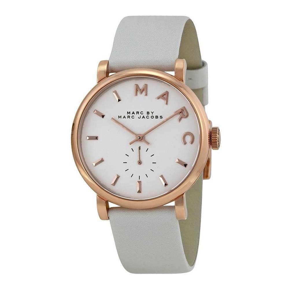 Shop Authentic Marc Jacobs Baker White Dial White Leather Strap Watch for Women - MBM1283 - Luxxuri