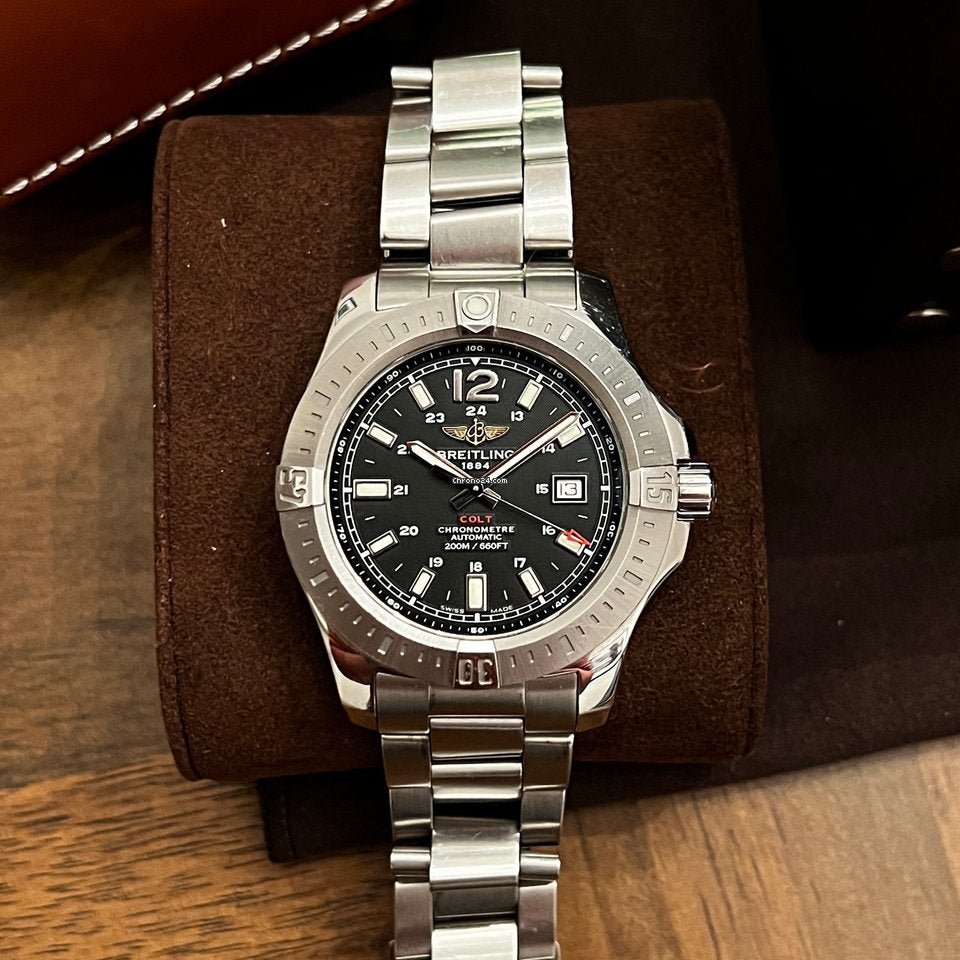  Shop Authentic Breitling Colt Automatic 44mm Black Dial Stainless Steel Mens Watch - A1738811/BD44/173A - Luxxuri