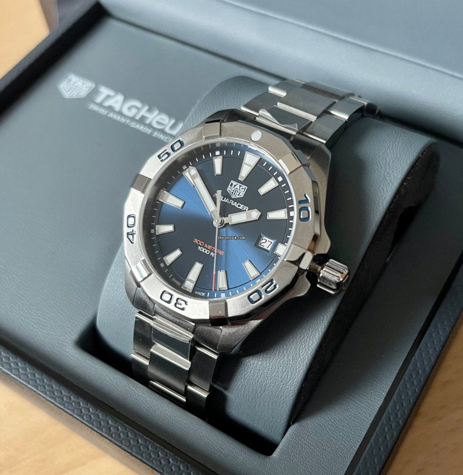  Shop Authentic Tag Heuer Aquaracer Blue Dial Silver Steel Strap Watch for Men - WBD1112.BA0928 - Luxxuri