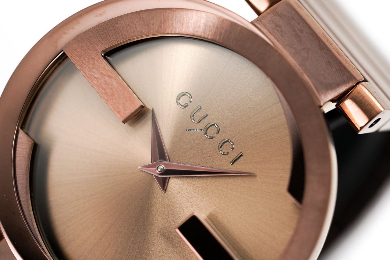  Shop Authentic Gucci Interlocking Iconic Brown Dial Brown Leather Strap Watch For Women - YA133207 - Luxxuri
