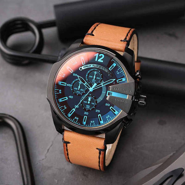  Shop Authentic Diesel Mega Chief Chronograph Copper Dial Brown Leather Strap Watch For Men - DZ4476 - Luxxuri