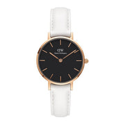  Shop Authentic Daniel Wellington Classic Petite Bondi Black Dial White Leather Strap Watch For Women - DW00100285 - Luxxuri