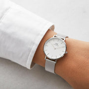  Shop Authentic Daniel Wellington Petite Sterling Quartz White Dial Silver Mesh Bracelet Watch For Men - DW00100306 - Luxxuri