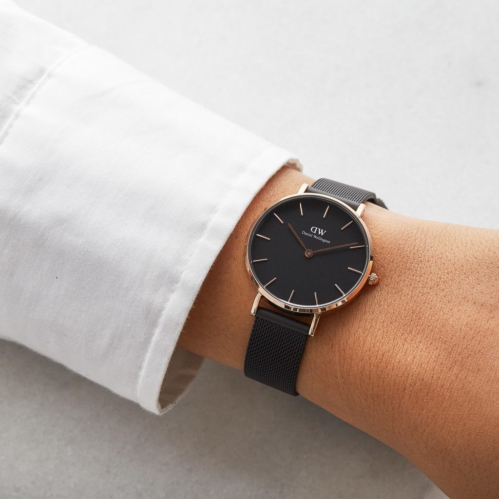  Shop Authentic Daniel Wellington Petite Ashfield Black Dial Black Mesh Strap Watch for Women - DW00100307 - Luxxuri