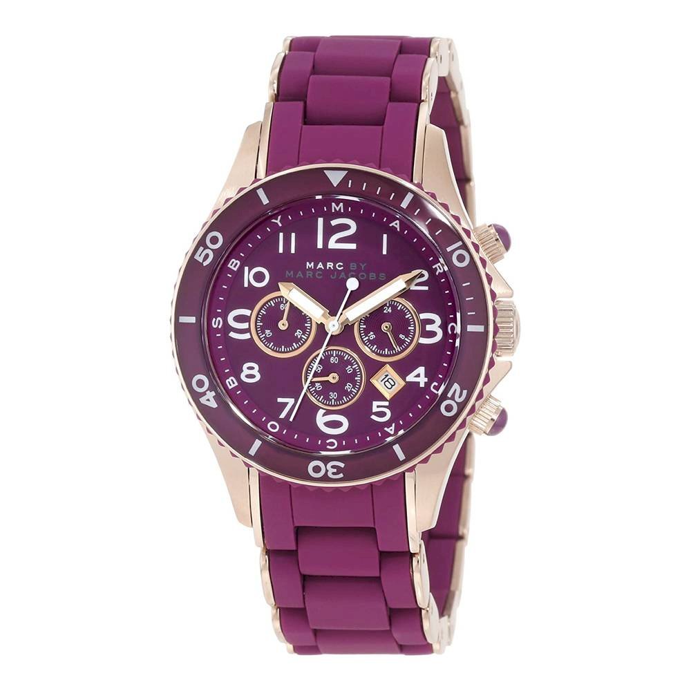  Shop Authentic Marc Jacobs Rock Chronograph Purple Dial Purple Silicone Strap Watch for Women - MBM2576 - Luxxuri