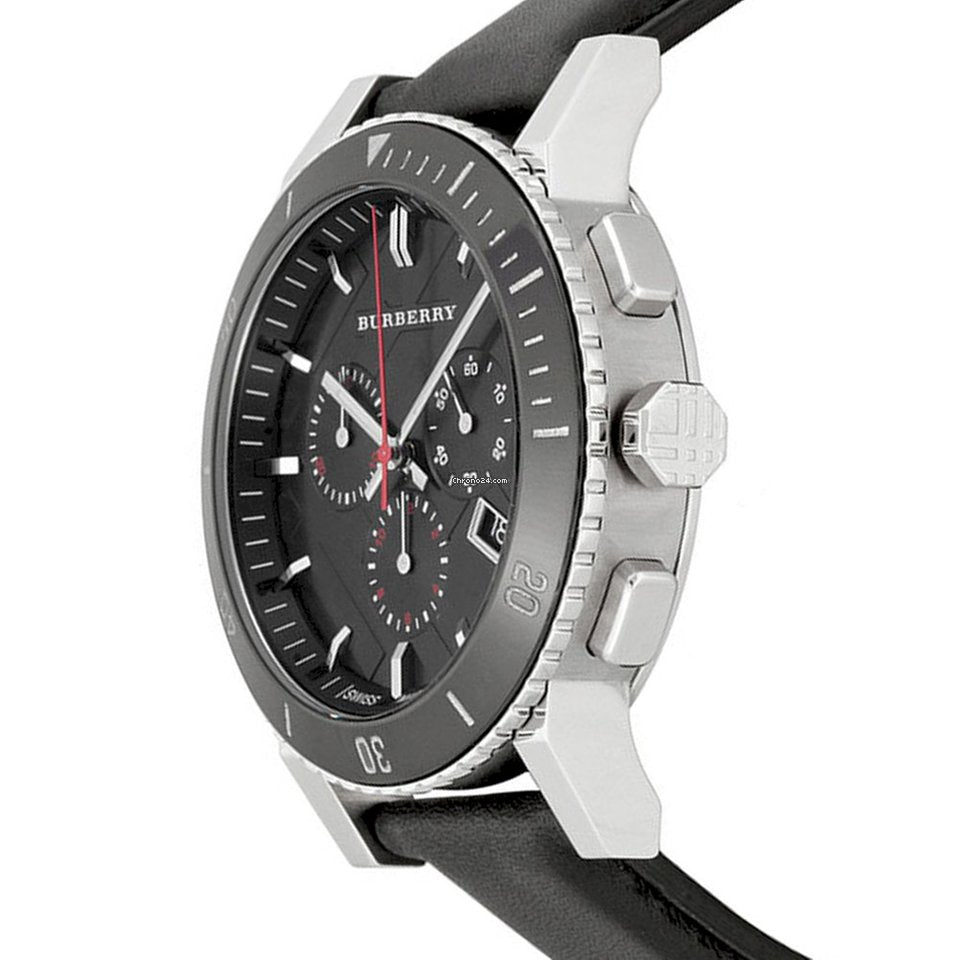  Shop Authentic Burberry The City Black Dial Black Leather Strap Watch for Men - BU9382 - Luxxuri
