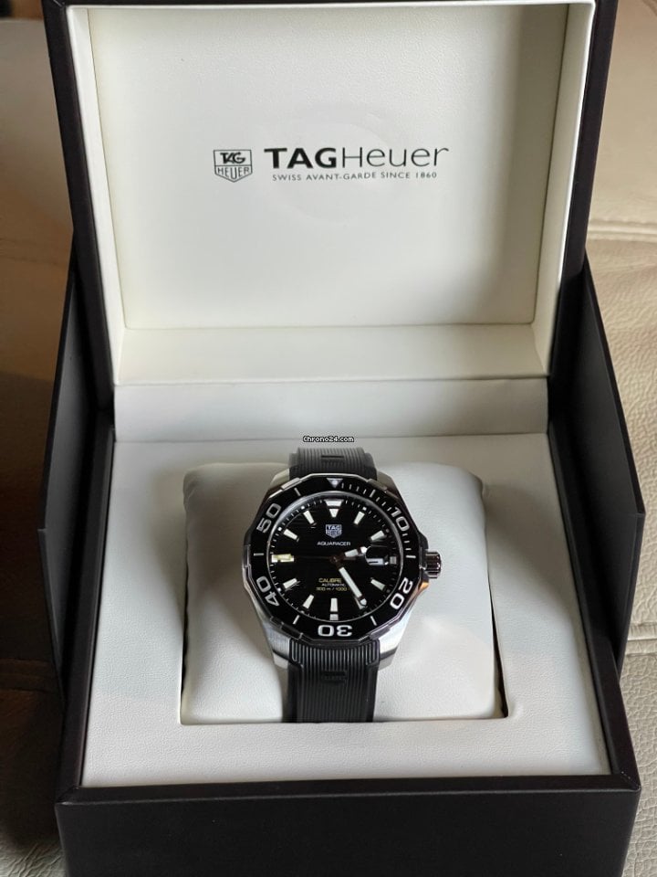  Shop Authentic Tag Heuer Aquaracer Calibre 5 Automatic Black Dial Black Rubber Strap Watch for Men - WAY201A.FT6142 - Luxxuri