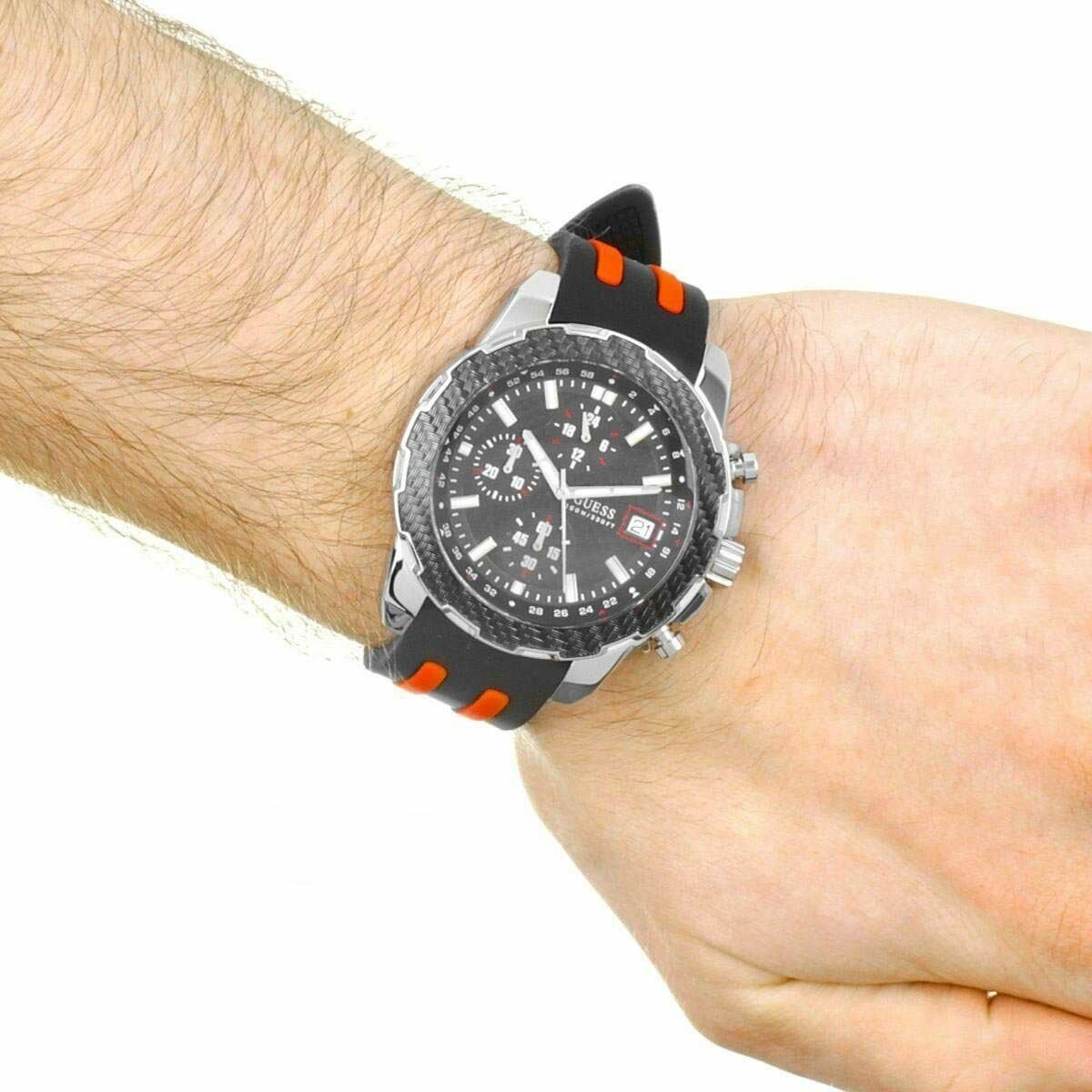  Shop Authentic Guess Octane Chronograph Black Dial Two Tone Silicone Strap Watch For Men - W1047G1 - Luxxuri