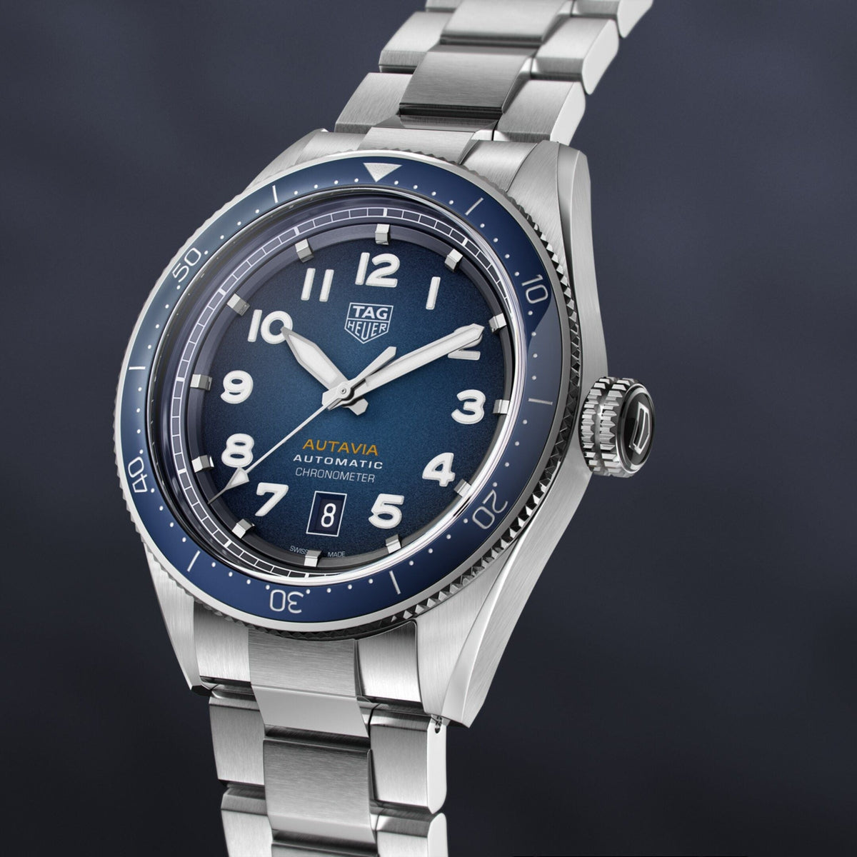  Shop Authentic Tag Heuer Autavia Automatic Blue Dial Silver Steel Strap Watch for Men - WBE5116.EB0173 - Luxxuri