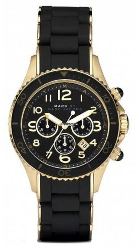  Shop Authentic Marc Jacobs Rock Chronograph Black Dial Black Silicone Strap Watch for Women - MBM2552 - Luxxuri