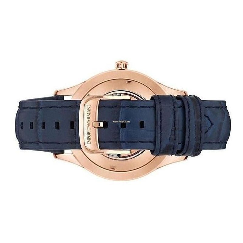  Shop Authentic Emporio Armani Meccanico Automatic White Dial Blue Leather Strap Watch For Men - AR1947 - Luxxuri