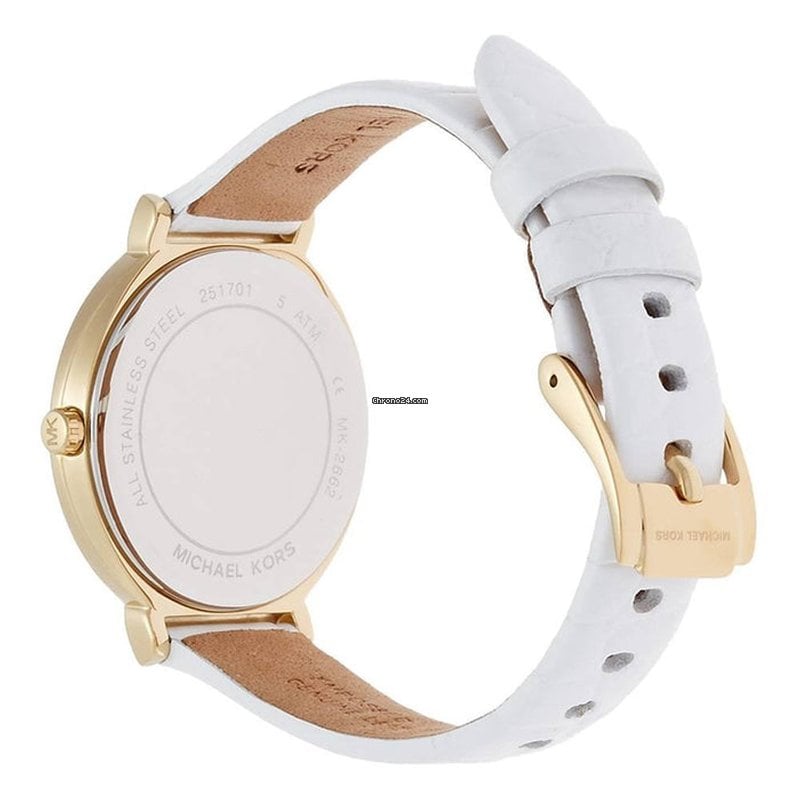  Shop Authentic Michael Kors Cinthia Mother of Pearl Dial White Leather Strap Watch for Women - MK2662 - Luxxuri