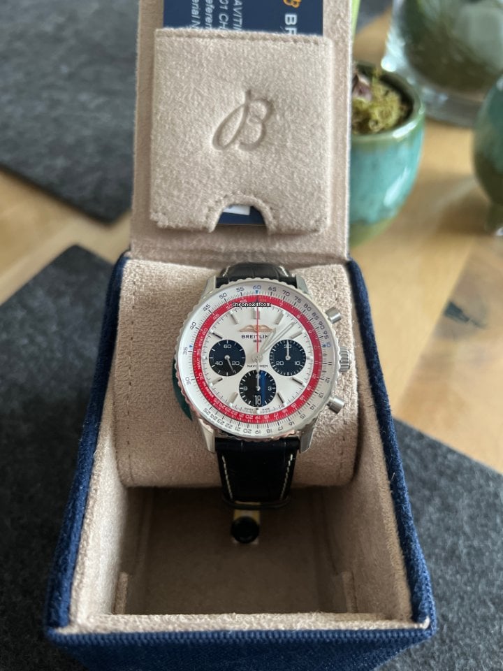  Shop Authentic Breitling Navitimer B01 Chronograph 43 Boeing 747 White Dial Black Leather Strap Watch for Men - AB01383B1G1P1 - Luxxuri